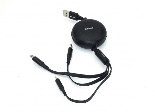 Кабель Baseus Little Octopus 3-in-1 Lightning+USB-C+micro-USB (1,2 метра) чёрный