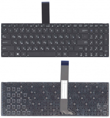 Клавиатура для ноутбука Asus K56 черная без рамки, плоский Enter Клавиатура для ноутбука Asus K56 черная без рамки, плоский Enter