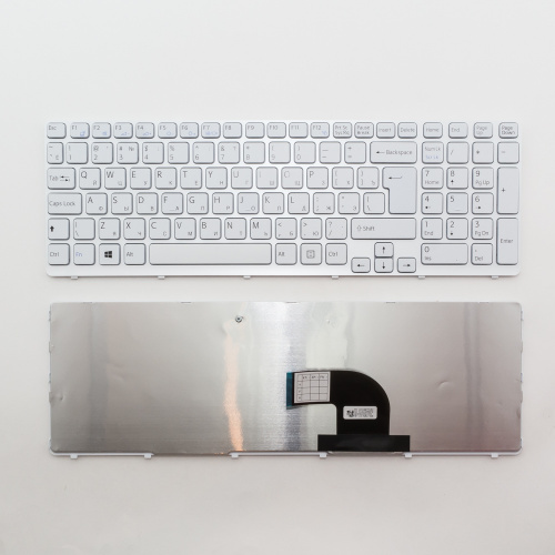 Клавиатура для ноутбука Sony Vaio SVE15 белая с белой рамкой