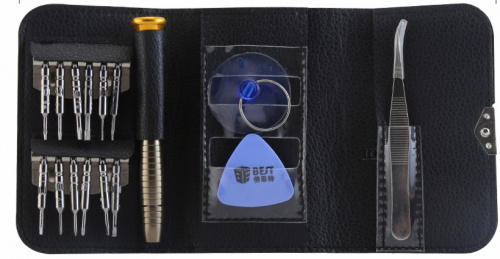 Карманный набор для вскрытия телефонов BST-633B с набором бит и пинцетом в чехле Карманный набор для вскрытия телефонов BST-633B с набором бит и пинцетом в чехле