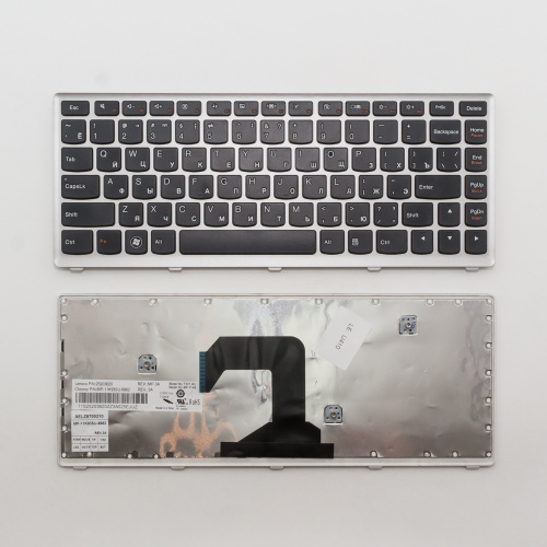 Клавиатура для ноутбука Lenovo IdeaPad U410 черная с серебристой рамкой