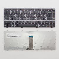 Клавиатура для ноутбука Lenovo IdeaPad Y470 черная с темно-серой рамкой