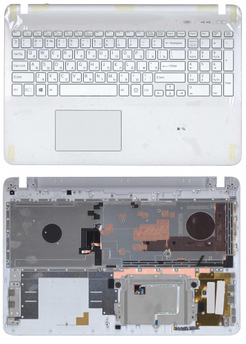 Клавиатура для ноутбука Sony FIT 15 SVF15 белая топ-панель с подсветкой
