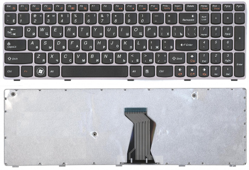 Клавиатура для ноутбука Lenovo IdeaPad B570 B580 V570 Z570 Z575 B590 черная с серой рамкой Клавиатура для ноутбука Lenovo IdeaPad B570 B580 V570 Z570 Z575 B590 черная с серой рамкой