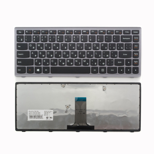 Клавиатура для ноутбука Lenovo Flex 14 черная с серой рамкой