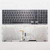 Клавиатура для ноутбука Sony Vaio SVE15 черная с рамкой, с подсветкой