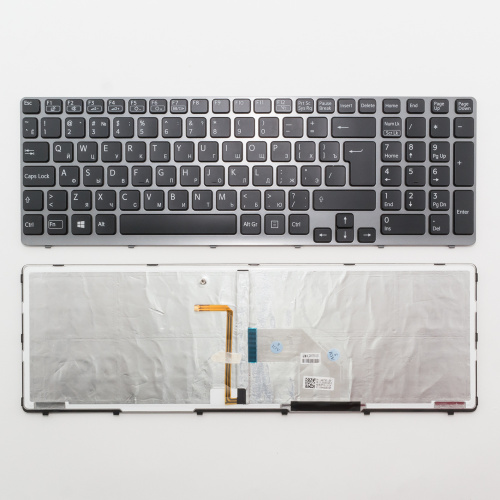 Клавиатура для ноутбука Sony Vaio SVE15 черная с рамкой, с подсветкой Клавиатура для ноутбука Sony Vaio SVE15 черная с рамкой, с подсветкой