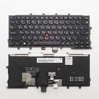 Клавиатура для ноутбука Lenovo Thinkpad X240 черная с серой рамкой, с подсветкой, со стиком