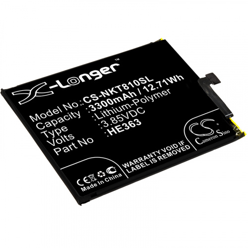Аккумулятор CS-NKT810SL HE363, HE362, HE377 для Nokia 8.1 TA-1119, TA-1128 3.85V / 3300mAh / 12.71Wh Аккумулятор CS-NKT810SL HE363, HE362, HE377 для Nokia 8.1 TA-1119, TA-1128 3.85V / 3300mAh / 12.71Wh