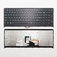 Клавиатура для ноутбука Sony Vaio VPC-F217 черная с рамкой, с подсветкой