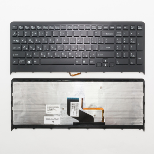 Клавиатура для ноутбука Sony Vaio VPC-F217 черная с рамкой, с подсветкой