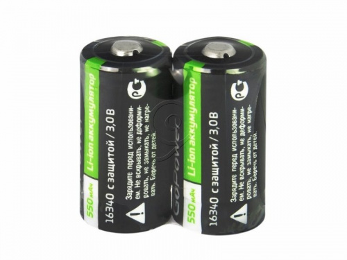 GoPower Аккумулятор GoPower CR-123A, CR123 с защитой (2 штуки) 550mAh GoPower Аккумулятор GoPower CR-123A, CR123 с защитой (2 штуки) 550mAh