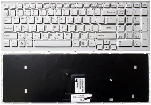 Клавиатура для ноутбука Sony Vaio VPC-EB белая с белой рамкой Клавиатура для ноутбука Sony Vaio VPC-EB белая с белой рамкой
