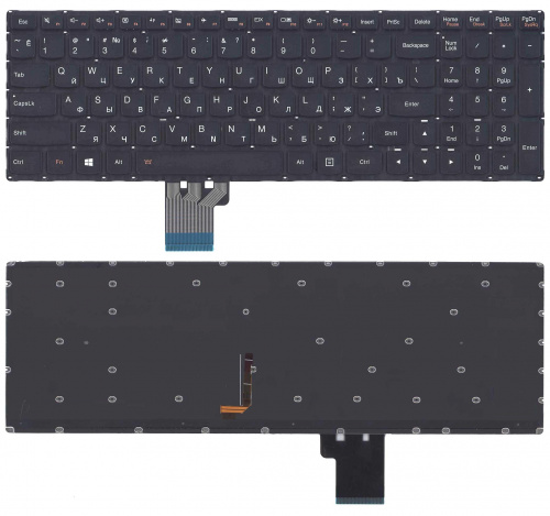 Клавиатура для ноутбука Lenovo Ideapad U530 U530P U530P-IFI черная с подсветкой Клавиатура для ноутбука Lenovo Ideapad U530 U530P U530P-IFI черная с подсветкой