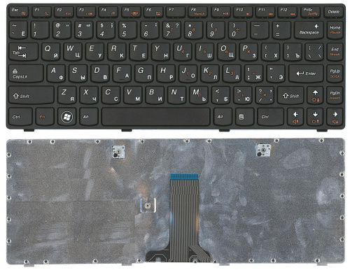 Клавиатура для ноутбука Lenovo G480 черная с черной рамкой