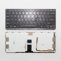 Клавиатура для ноутбука Sony Vaio SVE14A черная с рамкой, с подсветкой
