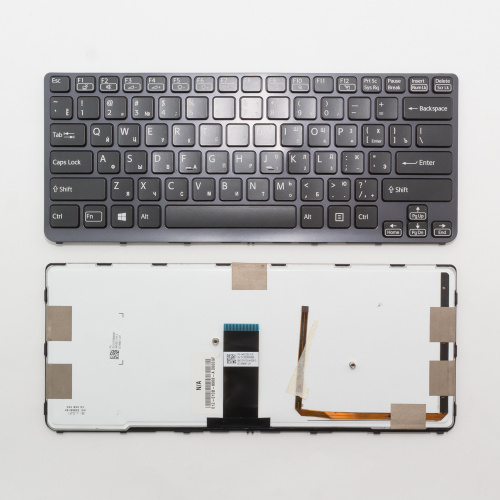 Клавиатура для ноутбука Sony Vaio SVE14A черная с рамкой, с подсветкой
