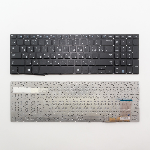 Клавиатура для ноутбука Samsung NP370R5E черная без рамки, плоский Enter