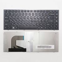 Клавиатура для ноутбука Sony Vaio VPC-S черная с серой рамкой