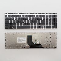 Клавиатура для ноутбука HP ProBook 6560b черная с серебристой рамкой, со стиком