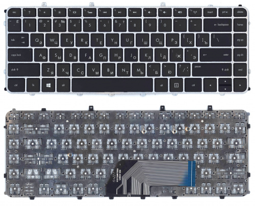Клавиатура для ноутбука HP Envy 4-1000 Envy 6-1000 черная с серебристой рамкой Клавиатура для ноутбука HP Envy 4-1000 Envy 6-1000 черная с серебристой рамкой