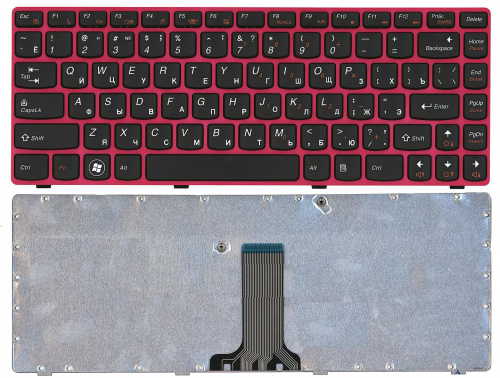 Клавиатура для ноутбука Lenovo IdeaPad Z470 G470AH G470GH Z370 черная с красной рамкой Клавиатура для ноутбука Lenovo IdeaPad Z470 G470AH G470GH Z370 черная с красной рамкой